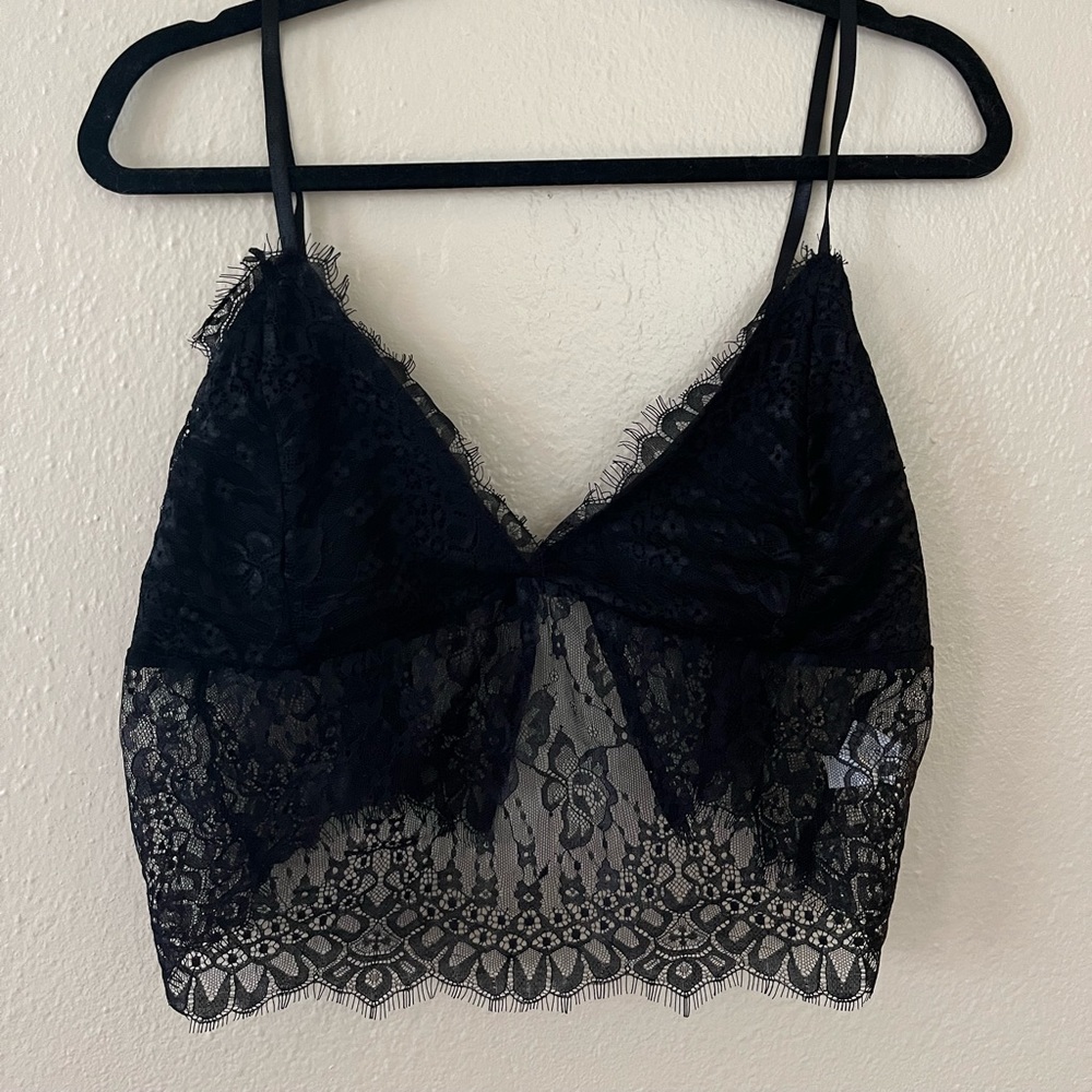 Black lace lingerie top